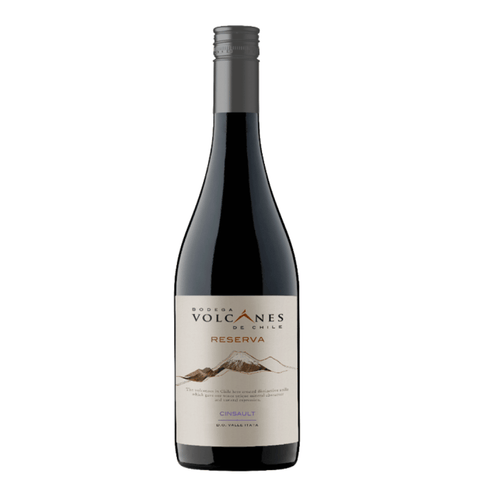 Bodega Volcanes Reserva Cinsault Red Wine 750ml bottle from 2021 vintage, features Chilean wine with 13% ABV, elegant and fruity.