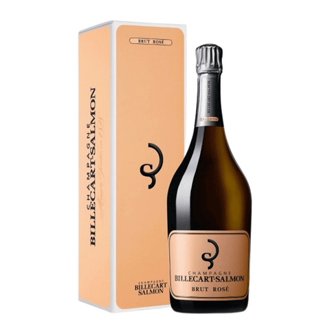 Billecart-Salmon Brut Rosé Champagne 750ml bottle elegant packaging with 12% ABV, a renowned French rosé perfect for celebrations.