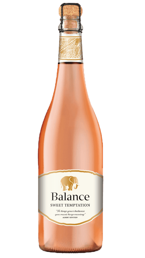 Balance Sweet Temptation Sparkling Wine 75cl, 8% ABV bottle, South African sparkling wine with sweet, lively flavors.