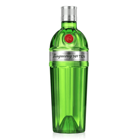 Bottle of Tanqueray No Ten London Dry Gin 700ml, premium gin with fresh citrus and botanicals, in green bottle.