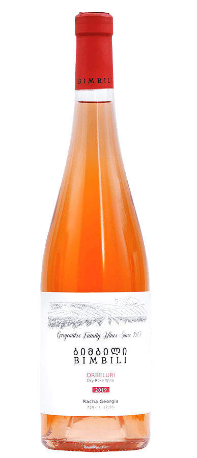 Bottle of Bimbili Orbeluri Rose Wine 750ml, 12.5% ABV, 2019 vintage from Racha, Georgia