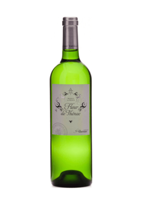 Château Thenac Fleur de Thenac Blanc 2019 wine bottle, 750 ml, French white wine, elegant design with label.