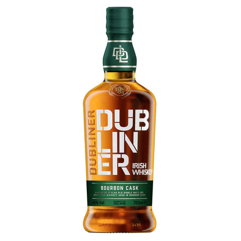 Dubliner Bourbon Cask Irish Whiskey 1L bottle, 40% ABV, from Ireland, showcasing label design and crafted in Dublin tradition.