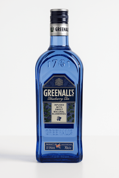 Greenalls Blueberry Gin 700ml bottle infused with natural blueberries; 37.5% ABV, England's traditional gin distillers since 1761.