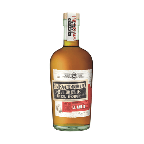La Factoría Libre del Ron El Añejo Rum 700 ml bottle showcasing rich amber color and elegant label design.
