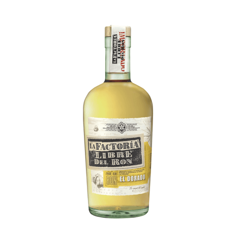 La Factoría Libre del Ron El Dorado 700 ml bottle of golden rum from Spain, aged with notes of vanilla and caramel.