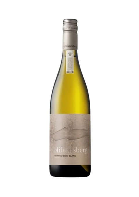 Bottle of Olifantsberg Chenin Blanc Wine 750ml from South Africa with elegant design, highlighted by a textured label.
