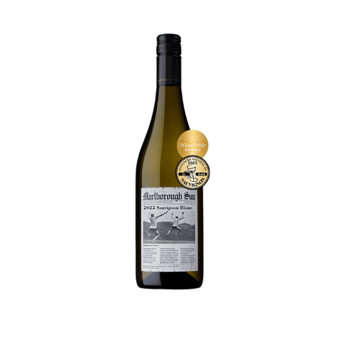 Marlborough Sun Sauvignon Blanc 2023 white wine bottle, 750ml, New Zealand vintage, award labels visible on the bottle.