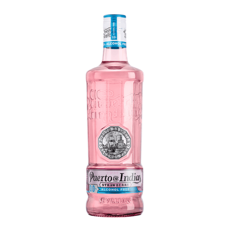 Puerto de Indias Strawberry Alcohol Free 700ml bottle from Spain, featuring refreshing strawberry flavors and botanicals.