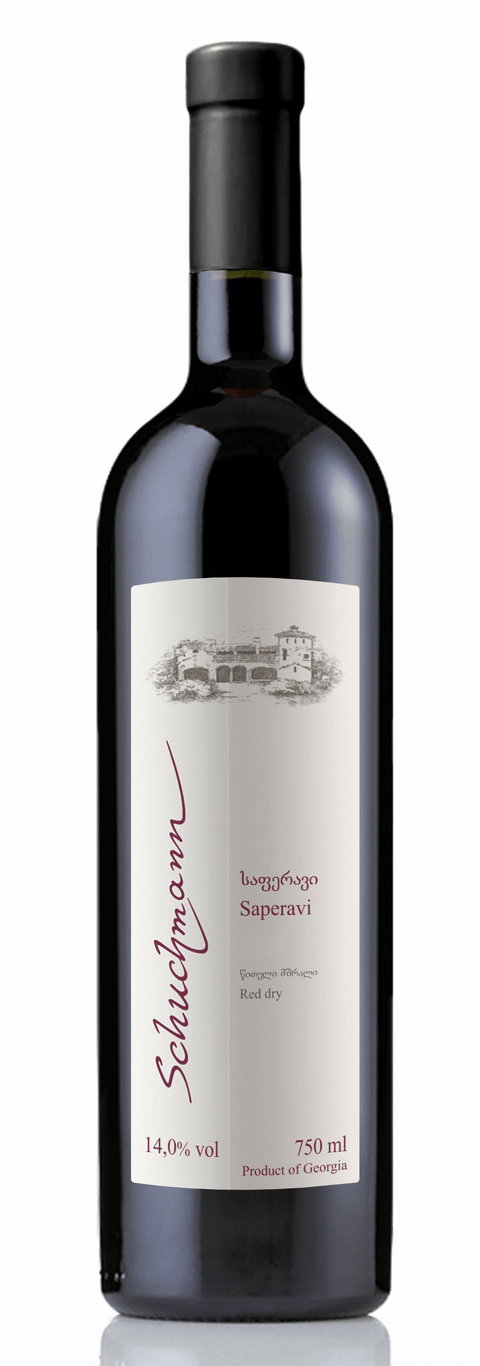 Schuchmann Saperavi Red Dry Wine 750 ml, Georgian bold red wine with deep ruby color and aromas of blackberries and cherries.