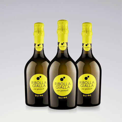 Muzza Ribolla Gialla Vino Spumante Brut 750ml, 3-pack, Italian sparkling wine with lively freshness and delicate bubbles.