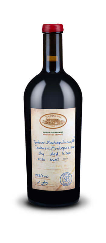 Tchotiashvili Tavkveri Red Wine 750ml bottle, dry red wine from Kakheti, Georgia, rich berry aroma, aged in oak barrels.