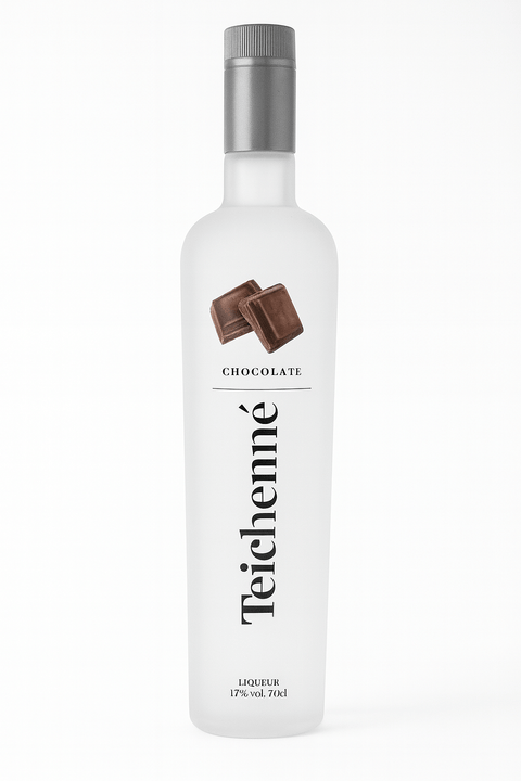 Teichenne Chocolate Liqueur bottle 700ml, 17% ABV, from Spain. Features sleek design with chocolate imagery.