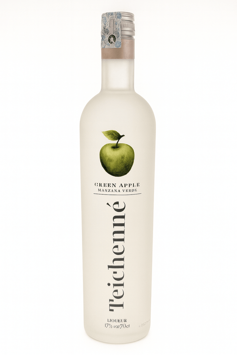 Teichenne Green Apple Liqueur 700ml bottle showcasing vibrant packaging and 17% ABV from Spain.