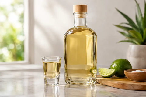 Bottle of tequila with lime and salt, tequila storage guide