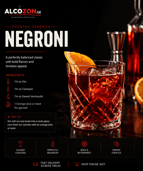 Classic Negroni cocktail recipe with gin, Campari, and sweet vermouth. Perfect for Cocktail Recipes enthusiasts.