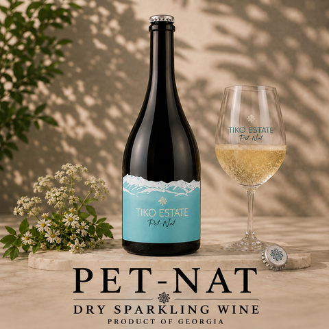 Outline of a wine bottle from the Pet Nat Collection of natural sparkling wines in Georgia.