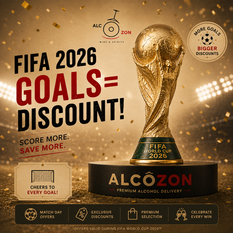 FIFA26 Goals = Discounts promotional poster showing discount offers based on FIFA World Cup 2026 goals.