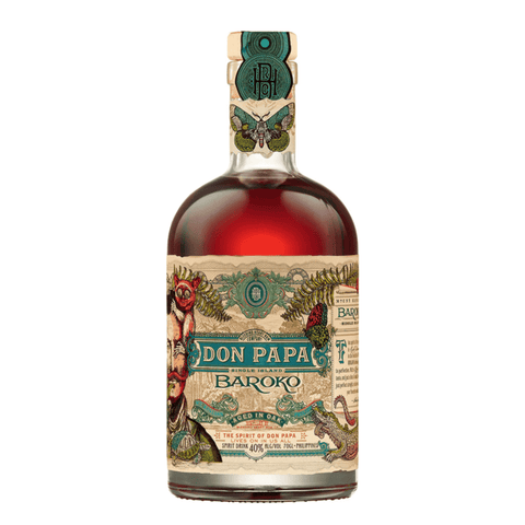 Bottle of Don Papa Baroko Rum 70cl 40% from the Philippines, showcasing intricate label design.