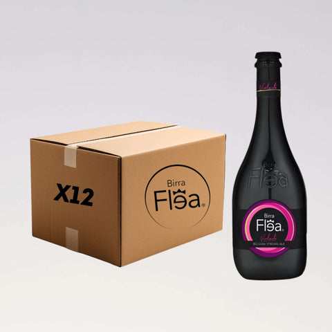 12-pack Flea Violante Belgian Strong Ale 33cl bottles with box, brewed in Italy, 8% ABV