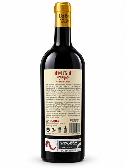 1864 Castillo de Olite Crianza 2020 back label