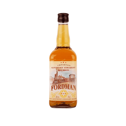 Fordman Bourbon Whiskey 0.7L bottle, 40% alcohol, classic American bourbon with rich amber hue, crafted in USA with corn and oak barrel aging.