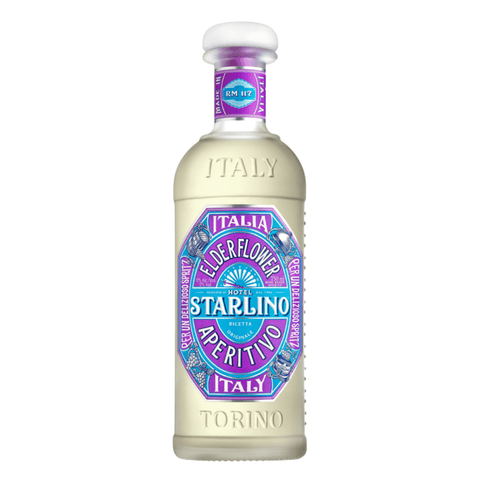 Starlino Eldelflower Aperitivo 70cl bottle from Italy with floral design, showcasing delicate elderflower and citrus flavors.