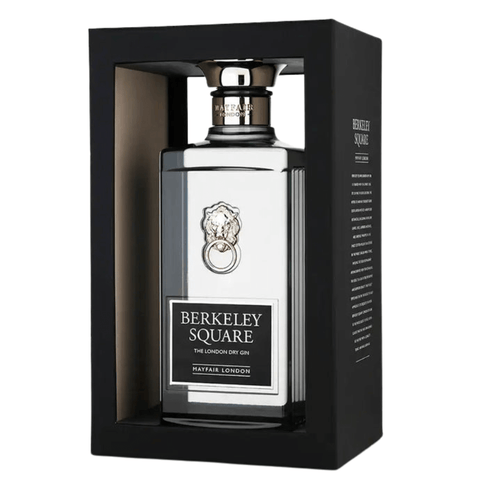 Bottle of Berkeley Square London Dry Gin in packaging, 70cl 40% UK, showcasing its premium design.