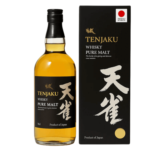 Bottle and box of Tenjaku Pure Malt Whisky 700ml 43% from Japan, showcasing premium Japanese craftsmanship and balance.