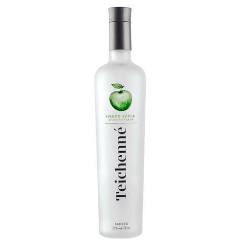 Teichenne Green Apple Liqueur bottle 700ml from Spain with 17% ABV, featuring crisp green apple flavors.
