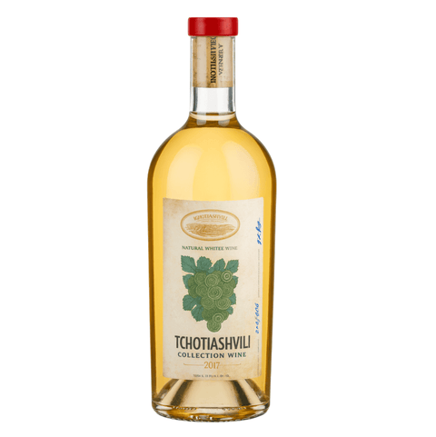 Tchotiashvili Kisi Mtsvane Collection Wine 0.75ml bottle from Georgia, showcasing its amber hue and rich cultural heritage.