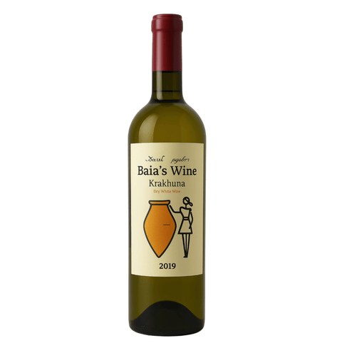 Baias Wine Krakhuna White Wine 750ml bottle from 2019, elegant dry white wine from Imereti, Georgia.