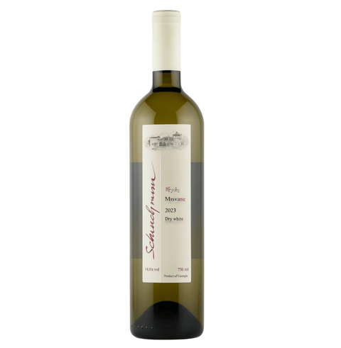 Schuchmann Mtsvane Wine 750ml bottle, dry white wine from Georgia's Kakheti region, made from Mtsvane Kakhuri grape.