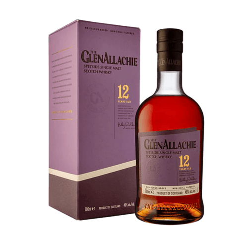 GlenAllachie 12 Y Single Malt Scotch Whisky 700 ml bottle and box, Speyside whisky with deep sherry notes, non-chill filtered.