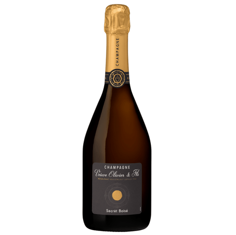 Veuve Olivier & Fils Secret Boise Champagne 750ml bottle with golden foil, French luxury wine, premium cuvée.