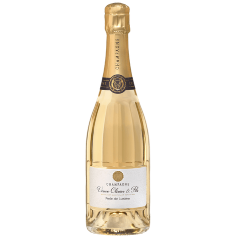 Veuve Olivier & Fils Perle de Lumiere Champagne 750ml bottle, elegant French sparkling wine with gold hues.