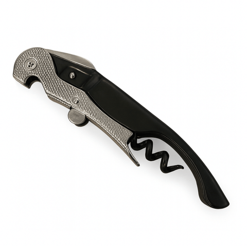 Black Corkscrew Wine Opener with double-hinged design for smooth bottle opening
