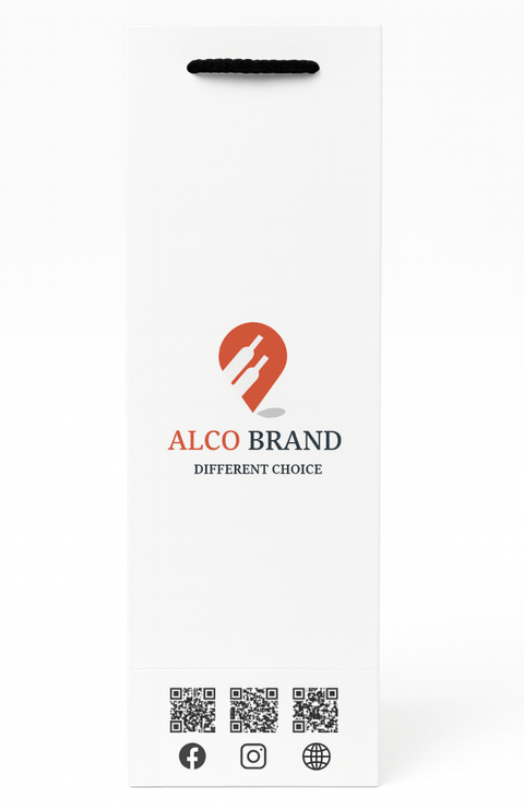 Alco Brand 1-Bottle Standart Gift Bag with logo and rope handle for wine or spirits