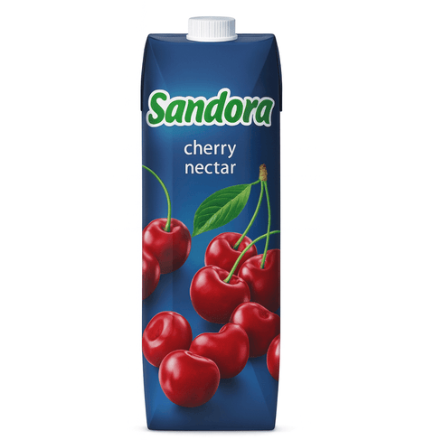 Sandora Cherry Nectar 1L fruit drink package with ripe cherries on label