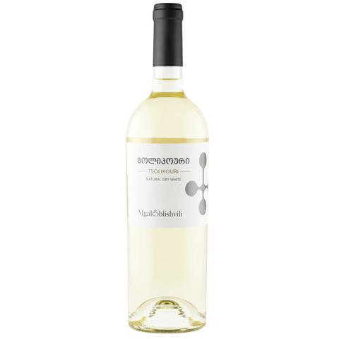 Mgaloblishvili Tsolikouri White Wine 750ml bottle showcasing Georgian craftsmanship and natural winemaking