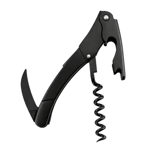 Corkscrew Black Stainless Steel bottle opener with a sleek, minimalist design.
