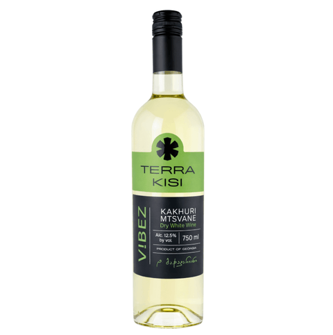 Terra Kisi Kakhuri Mtsvane Dry White Wine 750ml bottle from Georgia with 12.5% alcohol content and elegant label design.