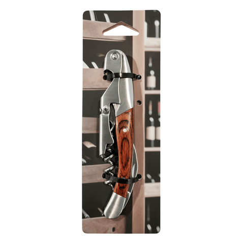 Corkscrew with Wooden Handle and stainless steel design, perfect for wine enthusiasts and professional sommeliers.