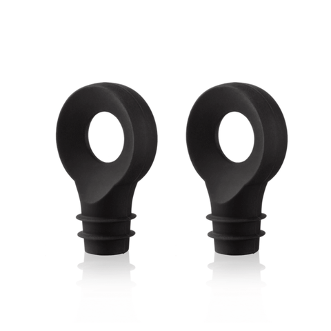Vacu Vin Bottle Stoppers Set, durable black wine bottle stoppers by Dutch brand Vacu Vin, preserving wine freshness efficiently.