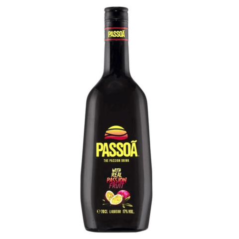 Bottle of Passoa ვნების ხილის ლიქიორი, French passion fruit liqueur, 1L, 17% alcohol, known as The Passion Drink.