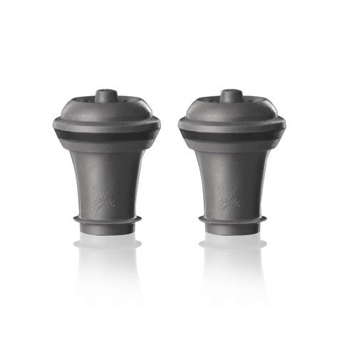 Vacu Vin Vacuum Wine Saver with Stoppers two rubber stoppers in black designed for preserving wine.