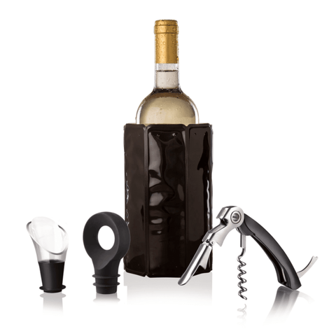 Vacu Vin Wine Set Classic with bottle chiller and wine accessories including corkscrew, aerator, and stopper from Dutch brand Vacu Vin