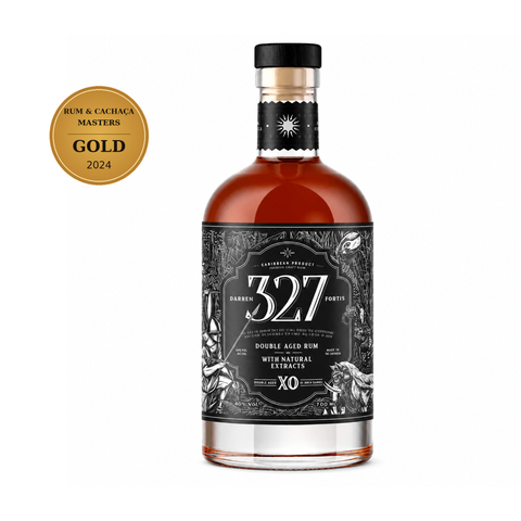 327 XO Double Aged Rum 700ml 40% with Gold Rum & Cachaça Masters 2024 award badge