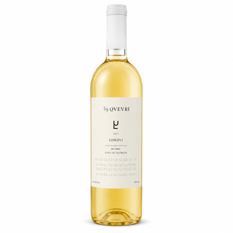 39 Qvevri Khikhvi 2023 Georgian amber wine bottle, 750ml and 14% alcohol content, traditional qvevri method