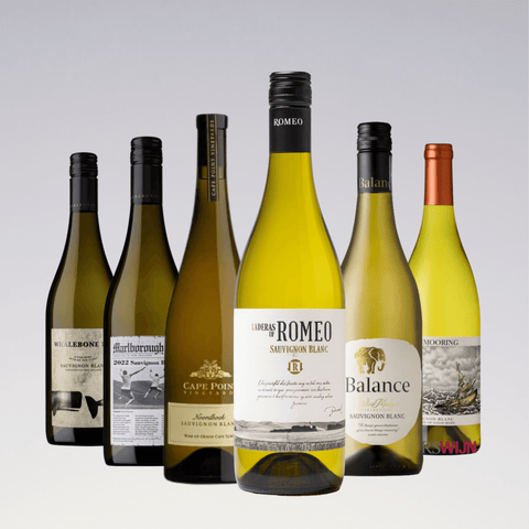 Sauvignon Blanc International Collection featuring diverse wine bottle designs and labels from global wine regions.